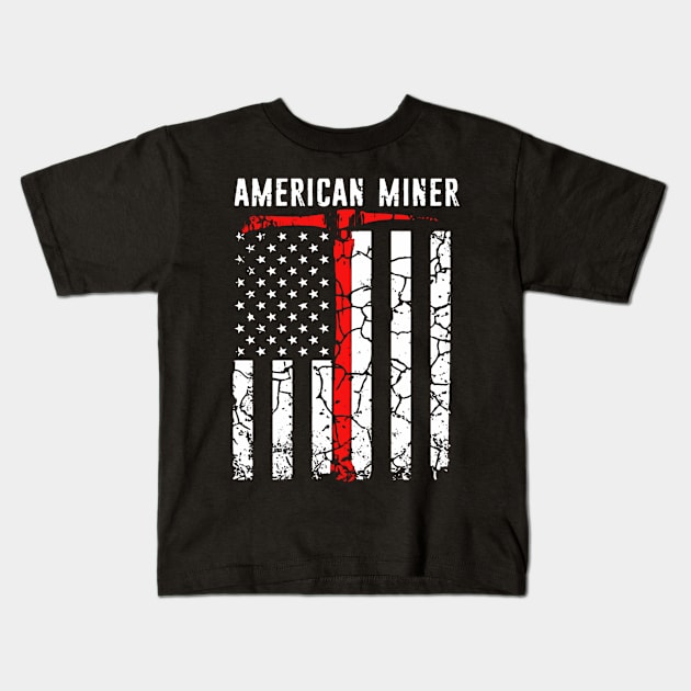 American Miner Coal Gold Flag Kids T-Shirt by QUYNH SOCIU